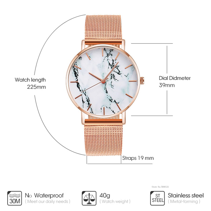 🌟 **Fashionable Rose Gold Mesh Band Marble Quartz Watch: A Luxurious Gift for Her!** ⌚️