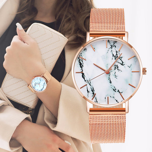 🌟 **Fashionable Rose Gold Mesh Band Marble Quartz Watch: A Luxurious Gift for Her!** ⌚️